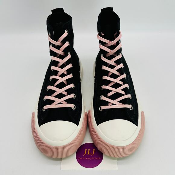 PF Flyers Women's The All American Hi Casual Sneakers Black/Pink Size 7.5 - Picture 3 of 11